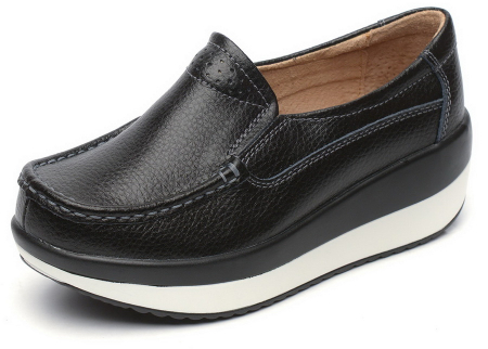 ЖЕНСКИЕ МОКАСИНЫ НА ТАНКЕТКЕ НАТУРАЛЬНАЯ КОЖА BNF ТАЙВАНЬ