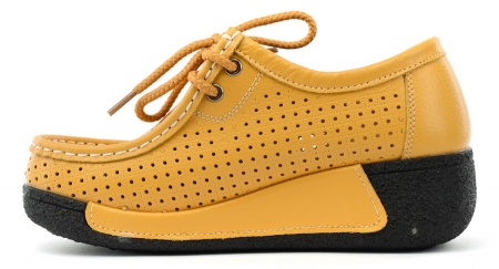 ЖЕНСКИЕ МОКАСИНЫ НА ТАНКЕТКЕ НАТУРАЛЬНАЯ КОЖА BINIFOOT/BNF ТАЙВАНЬ