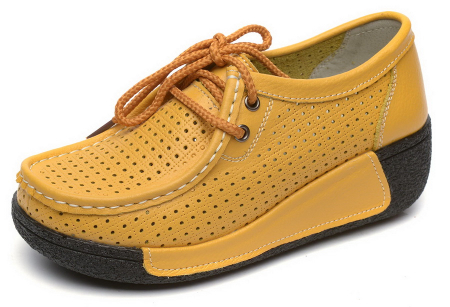 ЖЕНСКИЕ МОКАСИНЫ НА ТАНКЕТКЕ НАТУРАЛЬНАЯ КОЖА BINIFOOT/BNF ТАЙВАНЬ