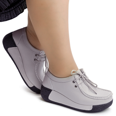 ЖЕНСКИЕ МОКАСИНЫ НА ТАНКЕТКЕ НАТУРАЛЬНАЯ КОЖА BINIFOOT/BNF ТАЙВАНЬ