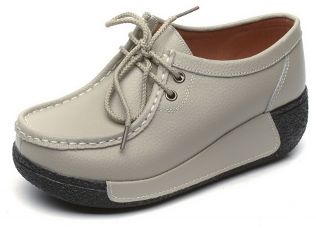 ЖЕНСКИЕ МОКАСИНЫ НА ТАНКЕТКЕ НАТУРАЛЬНАЯ КОЖА BINIFOOT/BNF ТАЙВАНЬ