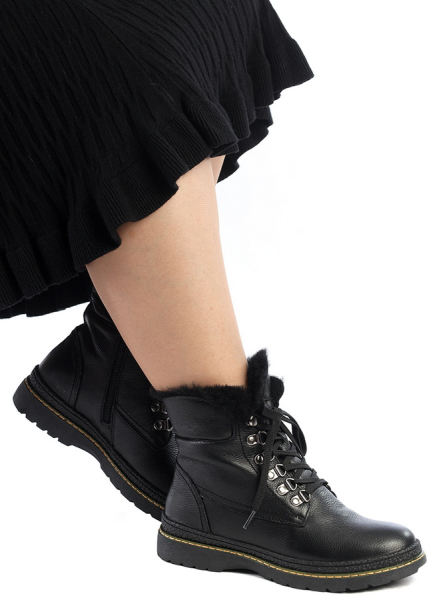 ЖЕНСКИЕ БОТИНКИ НАТУРАЛЬНАЯ КОЖА+ДУБЛЕНКА/ НАТУРАЛЬНЫЙ МЕХ GUGU ГЕРМАНИЯ