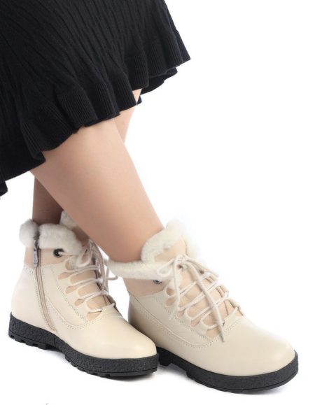 ЖЕНСКИЕ БОТИНКИ НАТУРАЛЬНАЯ КОЖА НАТУРАЛЬНЫЙ МЕХ GUGU ГЕРМАНИЯ