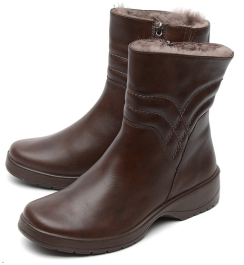 ЖЕНСКИЕ ПОЛУСАПОГИ НАТУРАЛЬНАЯ КОЖА / НАТУРАЛЬНЫЙ МЕХ РОСВЕСТ РОССИЯ