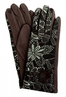 ЖЕНСКИЕ ПЕРЧАТКИ С РИСУНКОМ УТЕПЛЁННЫЕ ТРИКОТАЖ / ФЛИС