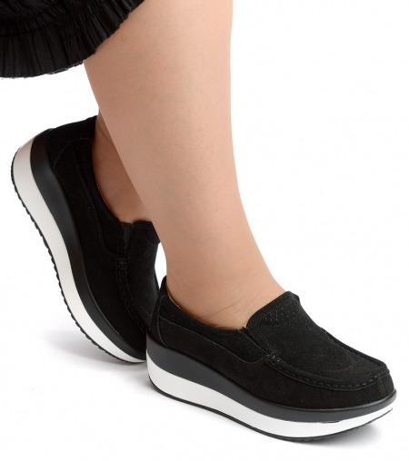 ЖЕНСКИЕ МОКАСИНЫ НА ТАНКЕТКЕ НАТУРАЛЬНАЯ ЗАМША BINIFOOT ТАЙВАНЬ