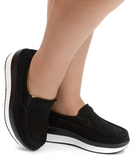 ЖЕНСКИЕ МОКАСИНЫ НА ТАНКЕТКЕ НАТУРАЛЬНАЯ ЗАМША BINIFOOT ТАЙВАНЬ