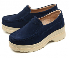 ЖЕНСКИЕ МОКАСИНЫ НА ТАНКЕТКЕ НАТУРАЛЬНАЯ ЗАМША BNF ТАЙВАНЬ 