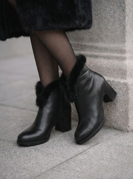 ЖЕНСКИЕ БОТИНКИ НАТУРАЛЬНАЯ КОЖА НАТУРАЛЬНЫЙ МЕХ GUGU ГЕРМАНИЯ