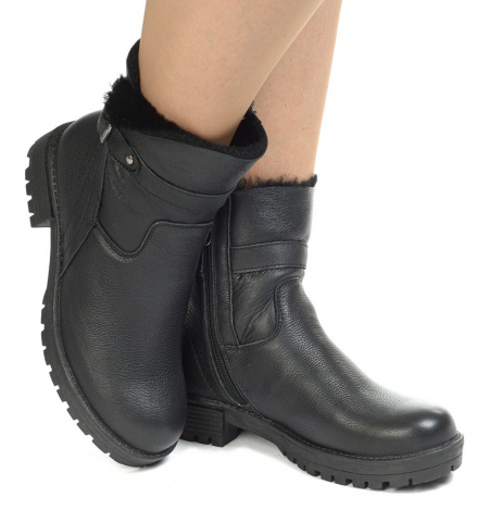 ЖЕНСКИЕ БОТИНКИ НАТУРАЛЬНАЯ КОЖА+ДУБЛЕНКА / НАТУРАЛЬНЫЙ МЕХ GUGU ГЕРМАНИЯ