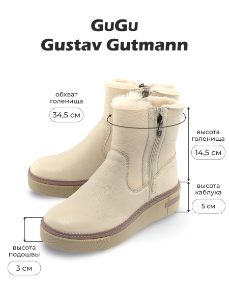 ЖЕНСКИЕ БОТИНКИ НАТУРАЛЬНАЯ КОЖА+ДУБЛЕНКА / НАТУРАЛЬНЫЙ МЕХ GUGU ГЕРМАНИЯ