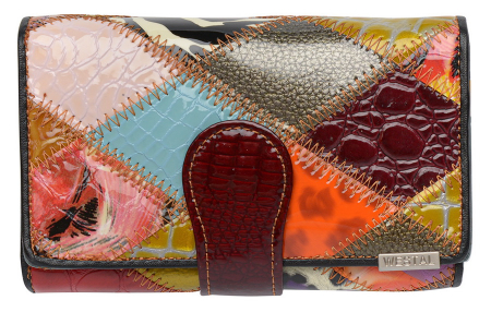 ЖЕНСКИЙ КОШЕЛЕК ПЭЧВОРК НАТУРАЛЬНАЯ КОЖА ЛАК ТАЙВАНЬ