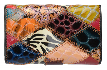 ЖЕНСКИЙ КОШЕЛЕК ПЭЧВОРК НАТУРАЛЬНАЯ КОЖА ЛАК ТАЙВАНЬ