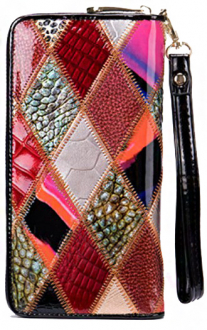 ЖЕНСКИЙ КОШЕЛЕК ПЭЧВОРК  НАТУРАЛЬНАЯ КОЖА ЛАК ТАЙВАНЬ