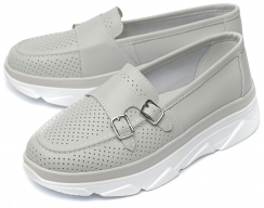 ЖЕНСКИЕ МОКАСИНЫ НА ТАНКЕТКЕ НАТУРАЛЬНАЯ КОЖА BINIFOOT/BNF ТАЙВАНЬ