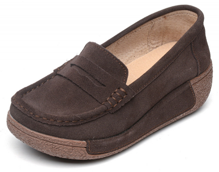 ЖЕНСКИЕ МОКАСИНЫ НА ТАНКЕТКЕ НАТУРАЛЬНАЯ КОЖА (ЗАМША) BINIFOOT/BNF ТАЙВАНЬ