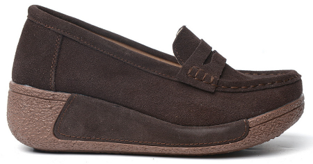 ЖЕНСКИЕ МОКАСИНЫ НА ТАНКЕТКЕ НАТУРАЛЬНАЯ КОЖА (ЗАМША) BINIFOOT/BNF ТАЙВАНЬ