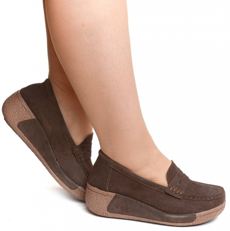 ЖЕНСКИЕ МОКАСИНЫ НА ТАНКЕТКЕ НАТУРАЛЬНАЯ КОЖА (ЗАМША) BINIFOOT/BNF ТАЙВАНЬ