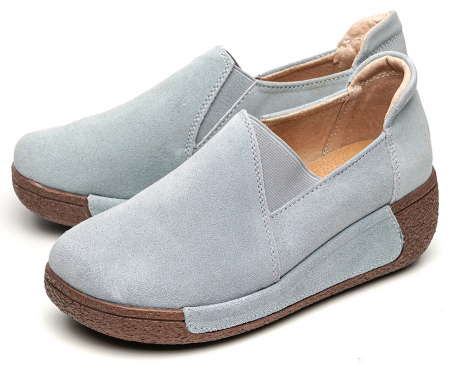 ЖЕНСКИЕ МОКАСИНЫ НА ТАНКЕТКЕ НАТУРАЛЬНАЯ КОЖА (ЗАМША) BINIFOOT/BNF ТАЙВАНЬ