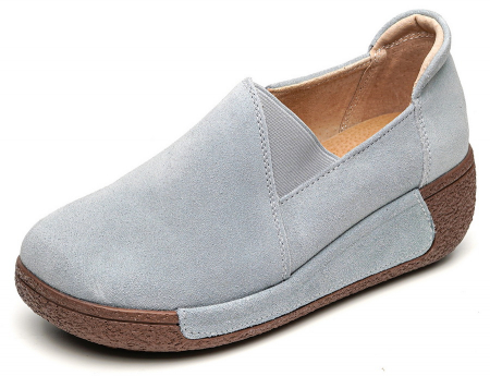 ЖЕНСКИЕ МОКАСИНЫ НА ТАНКЕТКЕ НАТУРАЛЬНАЯ КОЖА (ЗАМША) BINIFOOT/BNF ТАЙВАНЬ