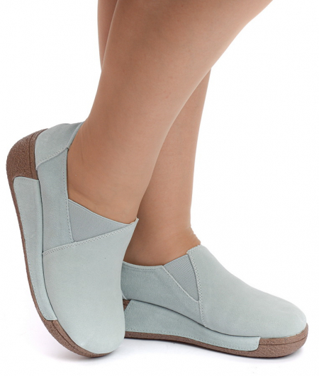 ЖЕНСКИЕ МОКАСИНЫ НА ТАНКЕТКЕ НАТУРАЛЬНАЯ КОЖА (ЗАМША) BINIFOOT/BNF ТАЙВАНЬ