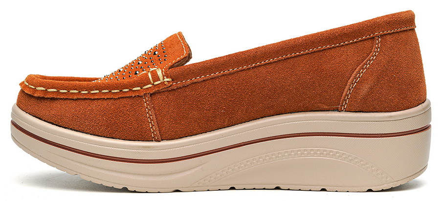 женские мокасины на танкетке натуральная замша binifoot/bnf тайвань 