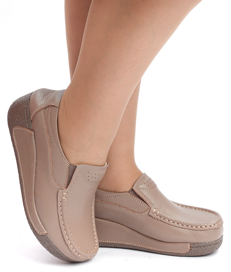 женские мокасины на танкетке натуральная кожа binifoot/bnf тайвань