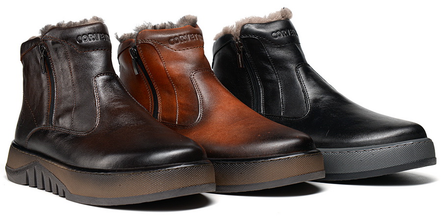мужские ботинки натуральная кожа / натуральный мех corvetto