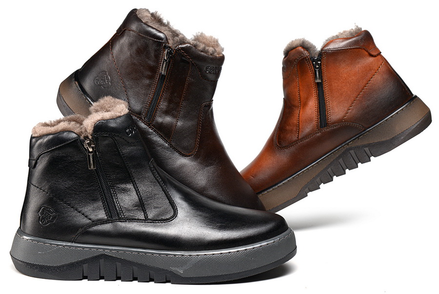 мужские ботинки натуральная кожа / натуральный мех corvetto