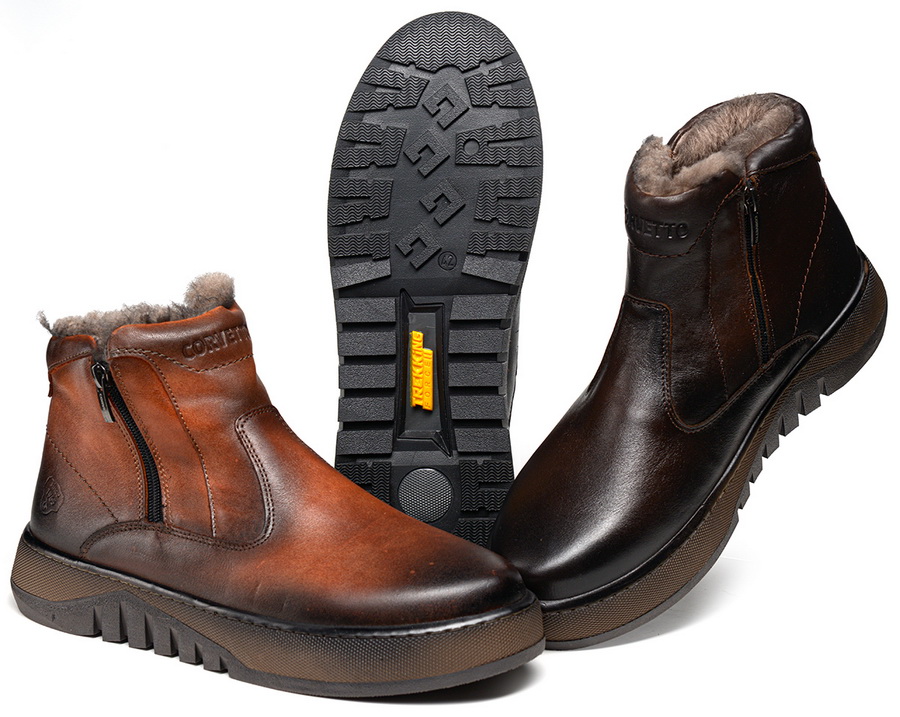 мужские ботинки натуральная кожа / натуральный мех corvetto