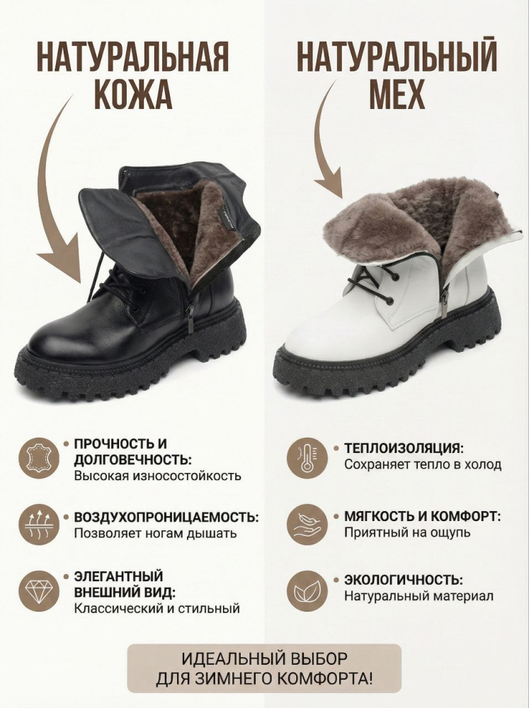 женские ботинки натуральная кожа / натуральный мех corvetto италия