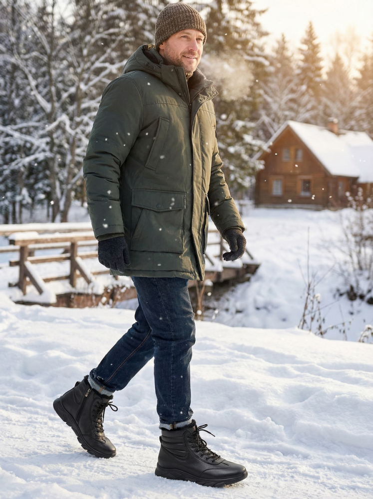 мужские ботинки натуральная кожа / натуральный мех + шерсть gugu