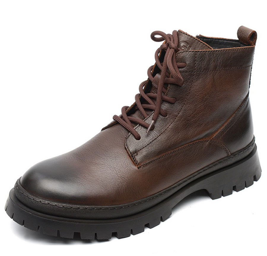 мужские ботинки натуральная кожа / натуральный мех gugu