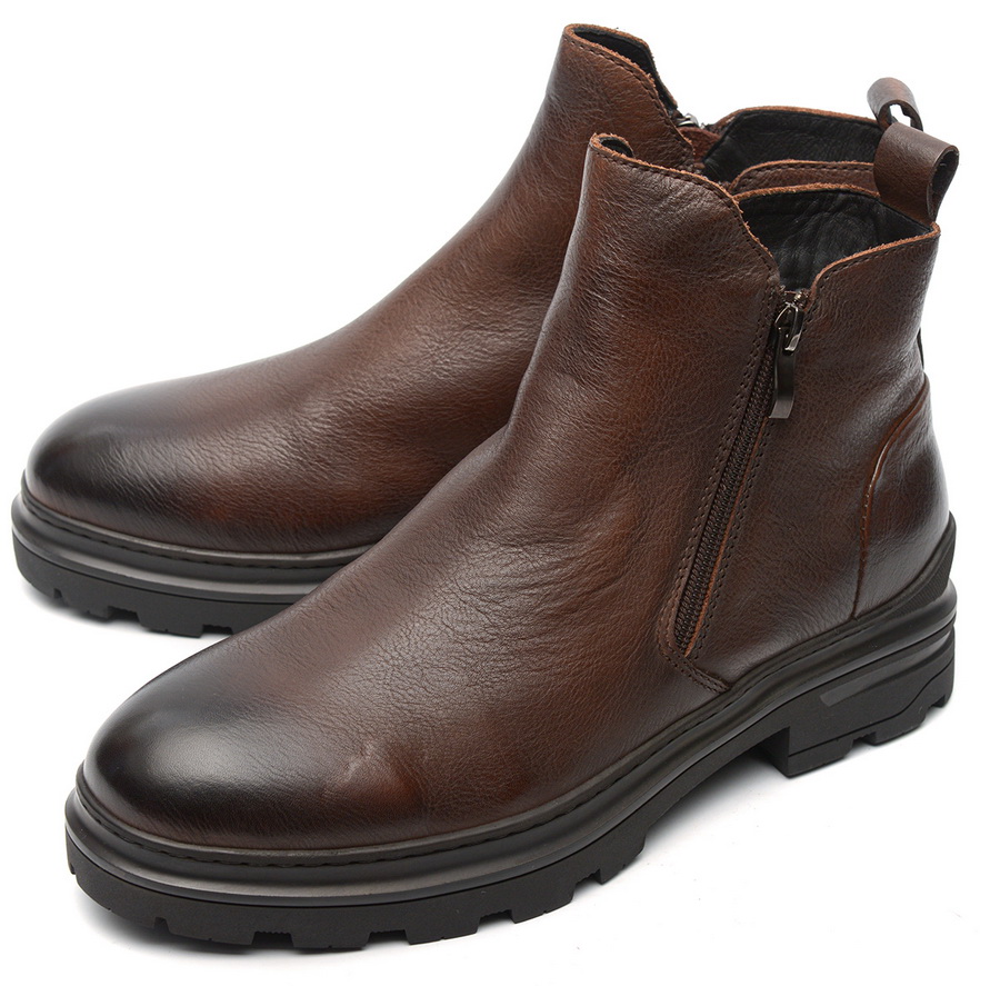 мужские ботинки натуральная кожа / натуральный мех gugu