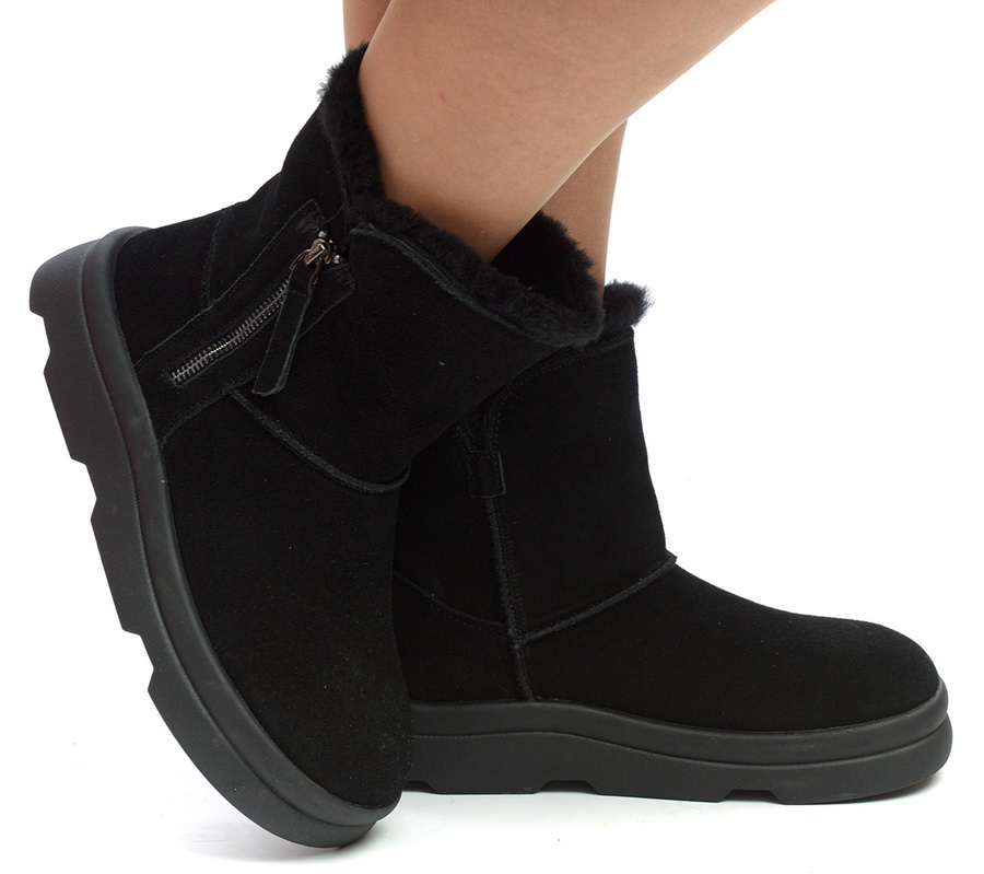 женские полусапоги натуральная кожа (велюр) / натуральный мех salamander