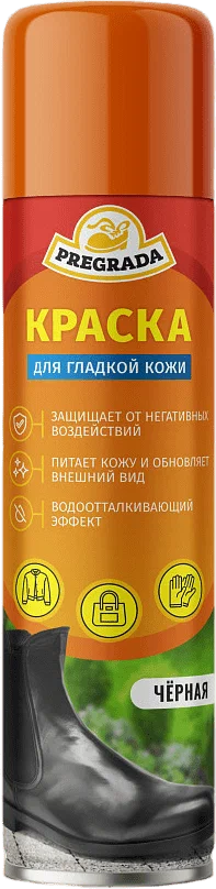 pregrada  аэроз краска  д/ гл кожи черн 250 мл россия