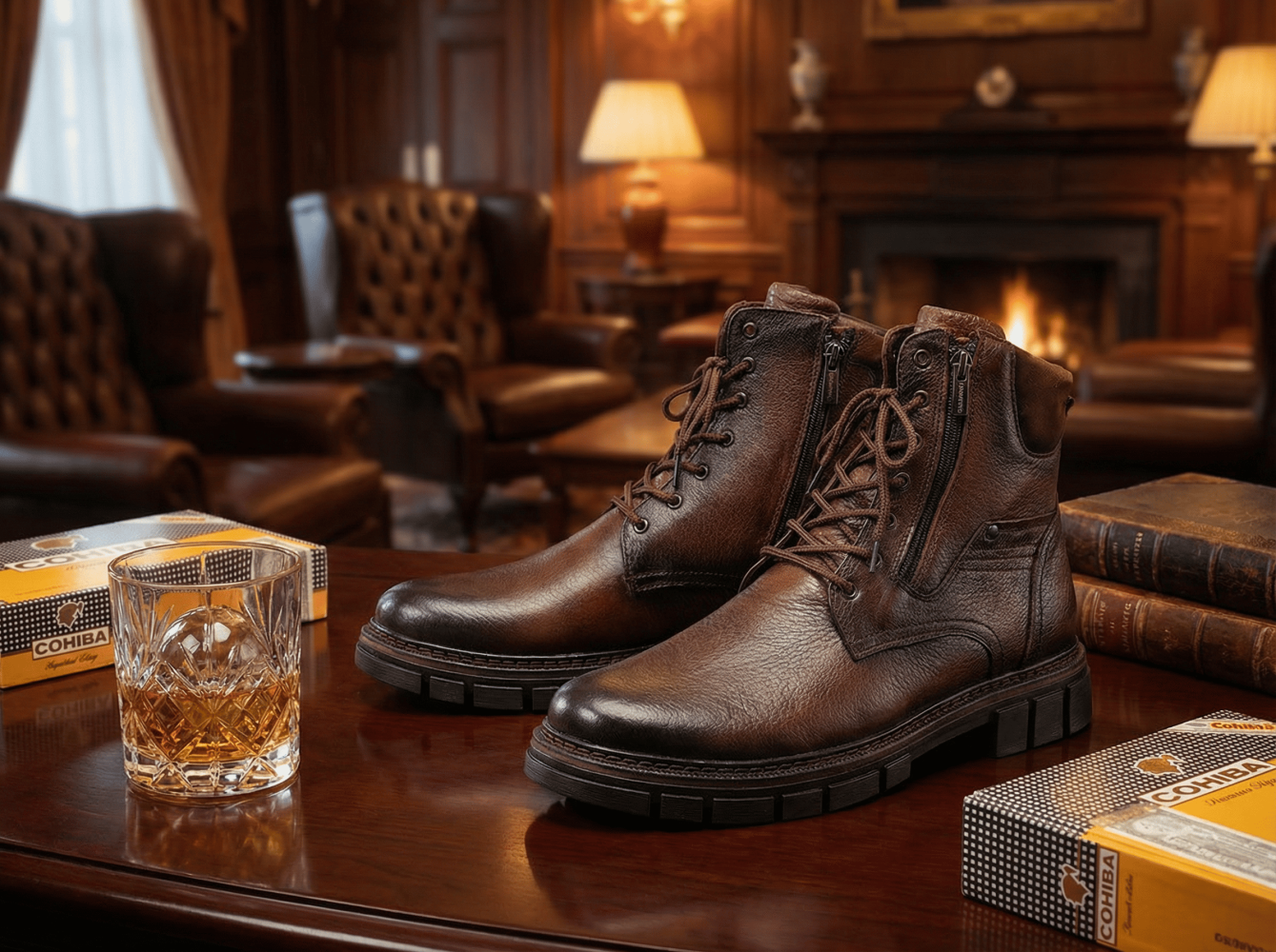 мужские ботинки натуральная кожа / натуральный мех corvetto