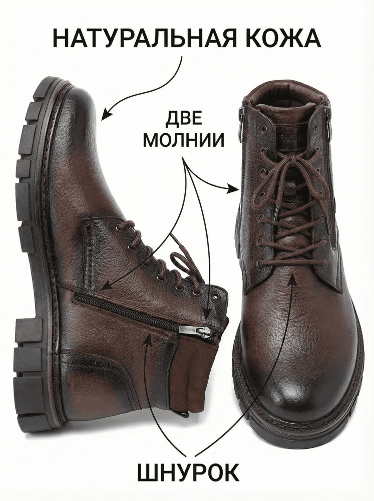 мужские ботинки натуральная кожа / натуральный мех corvetto