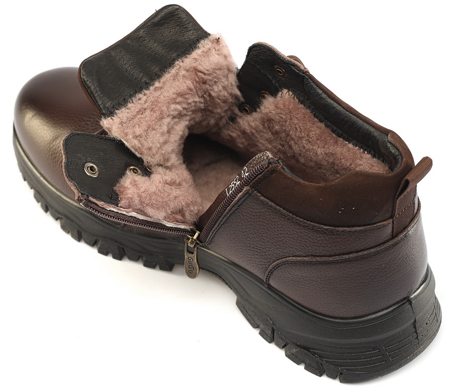 мужские ботинки натуральная кожа / натуральный мех gugu