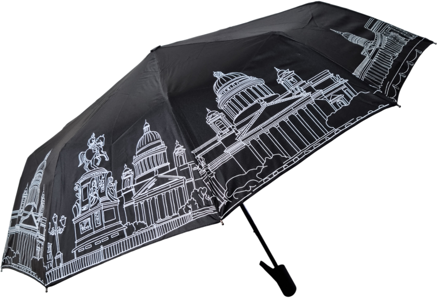 зонт черный полуавтомат prc for tm