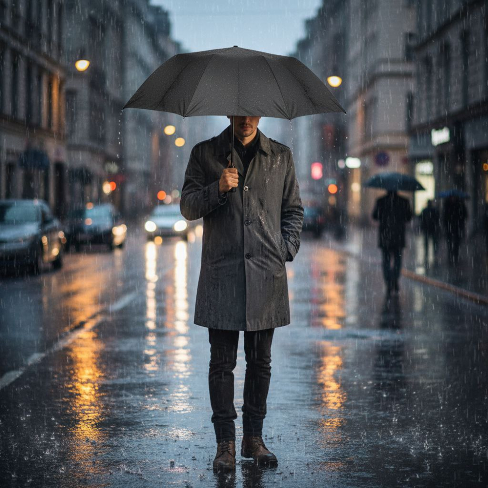 зонт черный автомат пять сложений 7 спиц