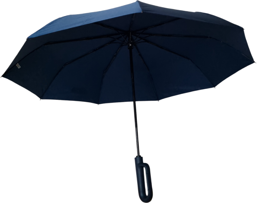 зонт синий автомат ручка карабин 9 спиц  