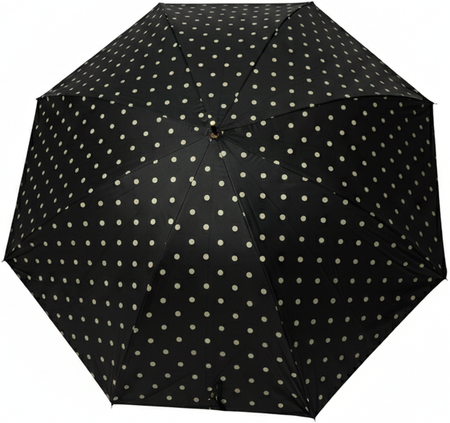 зонт женский трость черный в горох механика 8 спиц