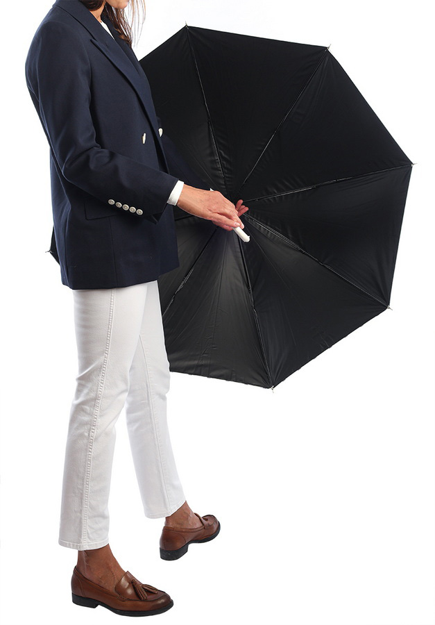 зонт женский трость белый в коричневый горох механика 8 спиц