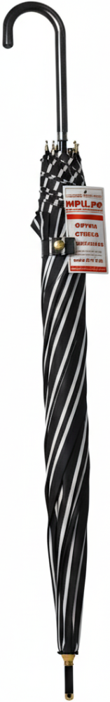 зонт женский трость черно-белый в полоску механика 8 спиц