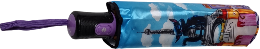 зонт женский автомат коты на фоне города париж небо 8 спиц антиветер