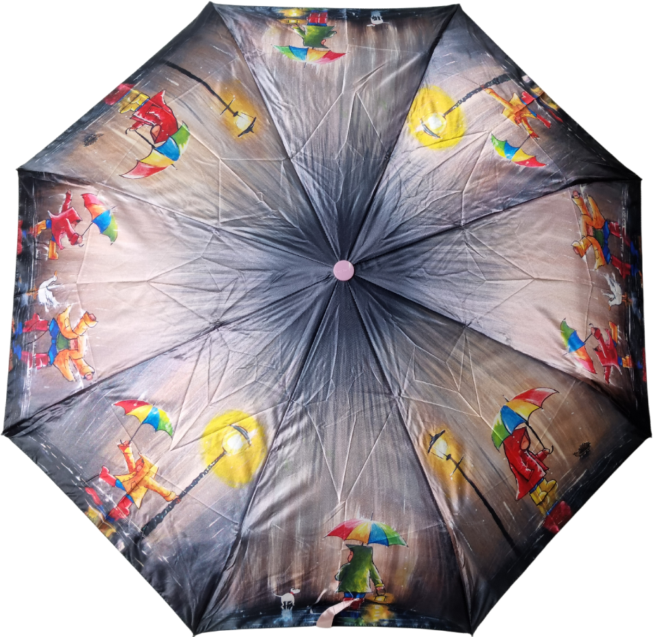 зонт женский автомат дети дождь гуси коричневый 8 спиц антиветер