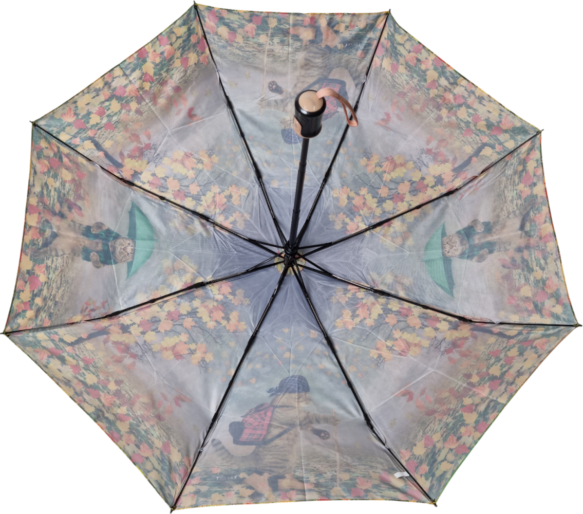 зонт женский автомат коты под зонтами осень желтый 8 спиц антиветер