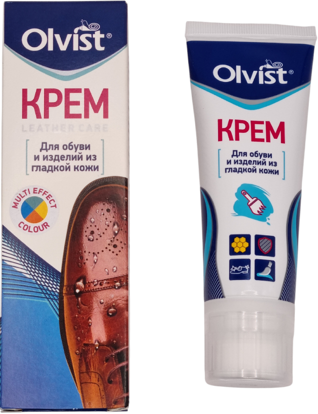olvist крем для обуви туба с губкой темно коричневый  75 мл