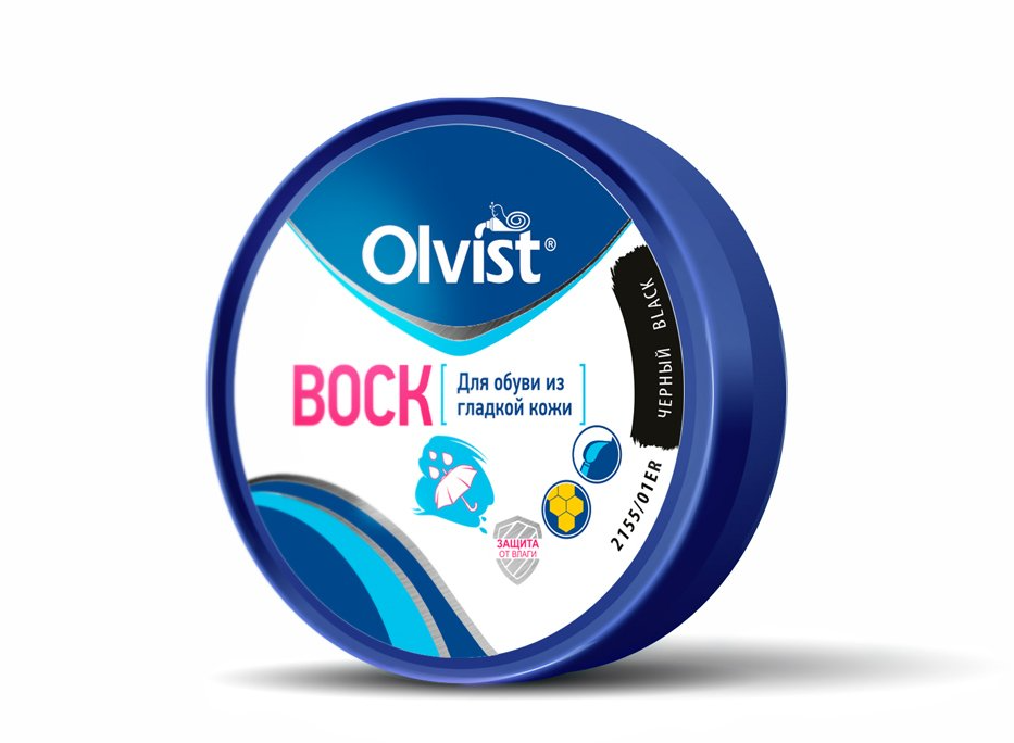 olvist воск для обуви из гладкой кожи черный  100 мл